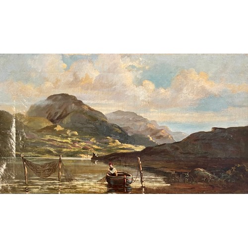 407 - 19th / 20th Century English School oil on canvas mountainous landscape. Unsigned, framed. 24.5cm x 4... 