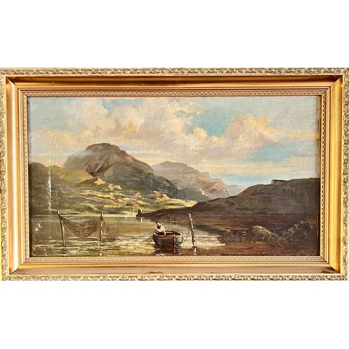 407 - 19th / 20th Century English School oil on canvas mountainous landscape. Unsigned, framed. 24.5cm x 4... 