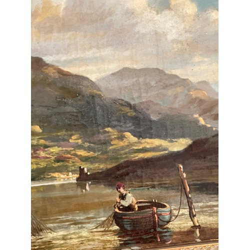 407 - 19th / 20th Century English School oil on canvas mountainous landscape. Unsigned, framed. 24.5cm x 4... 