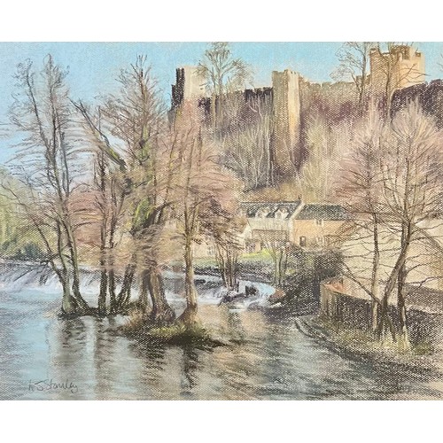 375 - L J Stanley (British, 20th Century), ‘Ludlow Castle’ pastel on paper 43cm x 53cm and ‘Bewdley Landsc... 