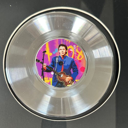 218 - Commemorative Paul McCartney Platinum-Effect Record & Sterling Silver Guitar. Numbered 023/104, plat... 