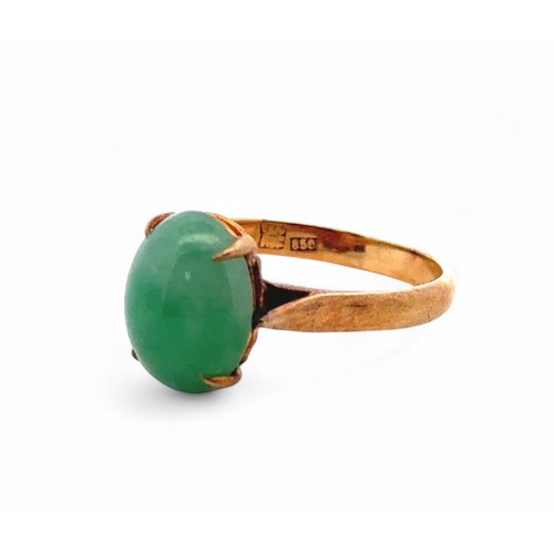 9 - A jade cabachon ring, stamped as 850 gold (tests as approx 21ct). Size H. Jade approx 10mm x 8mm. 2.... 