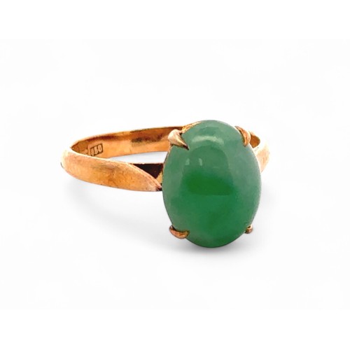 9 - A jade cabachon ring, stamped as 850 gold (tests as approx 21ct). Size H. Jade approx 10mm x 8mm. 2.... 