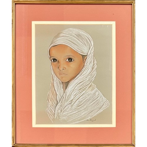 383 - Ann Percival (20th Century), pastel on paper portrait of a girl, 1994. Signed to lower left, framed ... 