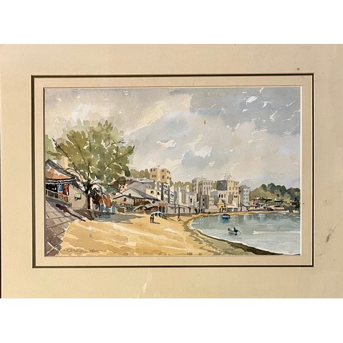 384 - Hong Kong 20th Century watercolour landscape, indistinctly signed. Framed and glazed. 33cm x 51cm, f... 