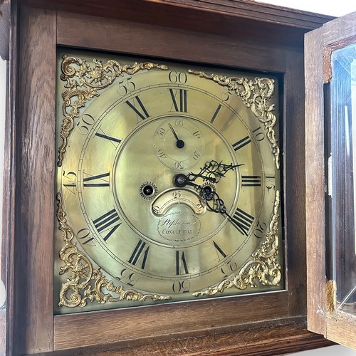 166 - 18th Century longcase clock by Stephenson of Congleton, brass face. Height 212cm, width 46cm, depth ... 