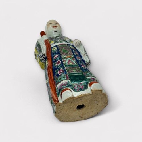 289 - 20th Century Chinese Republic period large porcelain figurine of an Elder / Immortal with bald head ... 