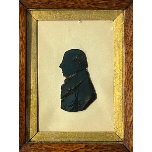 381 - 19th Century Victorian paper portrait silhouette, framed with gilt highlights. Unsigned, 10.5cm x 7.... 