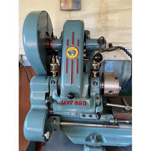 165 - Myford ML7 lathe and multiple tools, accessories and accompanying elements. Sold in Situ due to scal... 