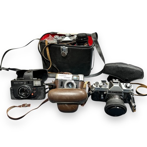 174 - Selection Of Film Camera & Binoculars. Cameras include a Voigtlander Prontor 125. Chinon CX with att... 