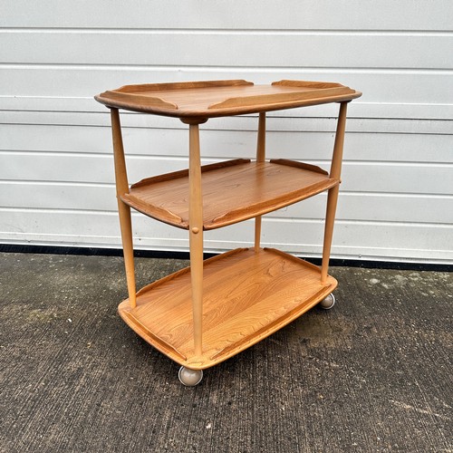 431 - Lucian Ercolani - Ercol - Model 458 - A retro 20th century beech and elm three tier serving tea trol... 