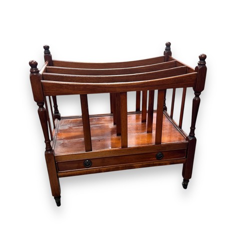 440 - Mahogany Canterbury Magazine Rack. On castor wheels, with pull out drawer. Width 51cm x Height 53cm ... 