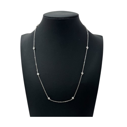 66 - An extendable silver necklace with spectacle-set white CZs. 18