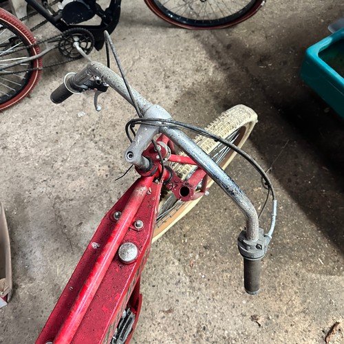 190 - Reproduction Board Track Racer Indian motorcycle. Red in colour. With pedals. Believed to be a 50cc ... 