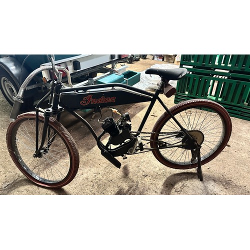 191 - Reproduction Board Track Racer (Black) Indian motorcycle. Black in colour. With pedals. Believed to ... 