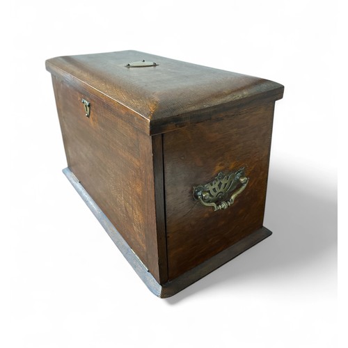 260 - Late 19th / early 20th Century wooden stationary box. Internal compartments, brass fittings, folding... 