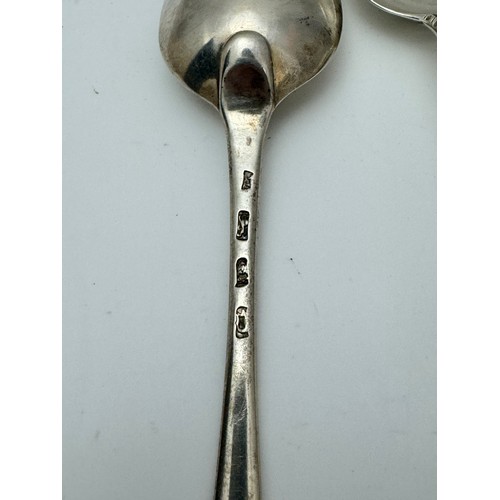 132 - Collection of silver spoons including three George III serving spoons (approx 1760s), plus five silv... 