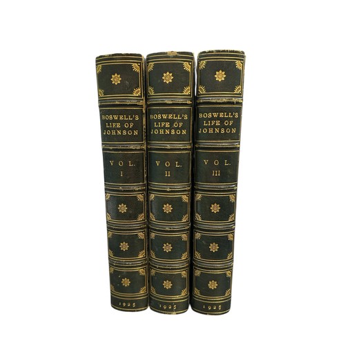 327 - BOSWELL, JAMES. The Life of Samuel Johnson by James Boswell in three bound volumes. [J.M. Dent and S... 