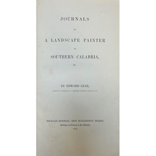 336 - LEAR, EDWARD. ‘Journals of a Landscape Painter in Southern Calabria’ by Edward Lear. 1st Edition, 18... 