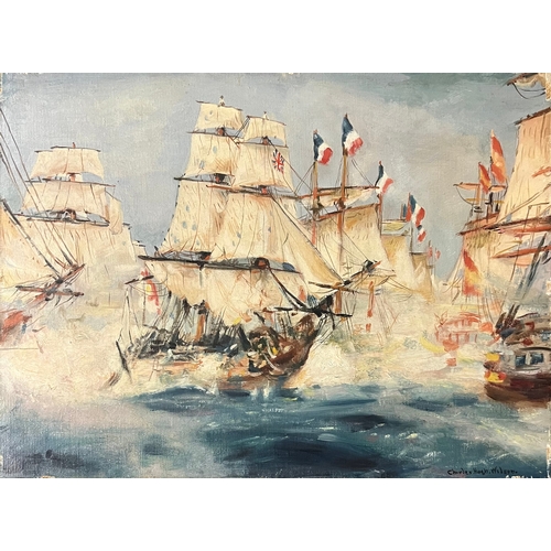 418 - Charles Hugh Wilson (19th / 20th Century), large competent maritime oil on canvas. Signed to lower r... 