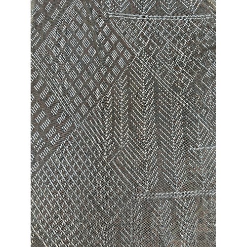 288 - Early 20th Century Egyptian Assuit shawl cream lace with white metal geometric patten. 235cm x 67cm.