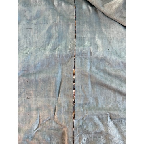 296 - Chinese Late 19th / Early 20th Century silk blue ground Dragon robe with gold thread. Finely embroid... 