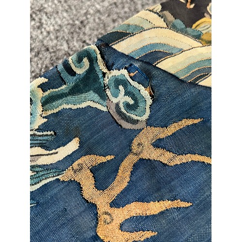 296 - Chinese Late 19th / Early 20th Century silk blue ground Dragon robe with gold thread. Finely embroid... 