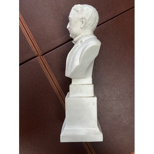 258 - A Robinson and Leadbetter Parian bust of Cecil Rhodes. Stamped to reverse for R&L. Height 29cm.