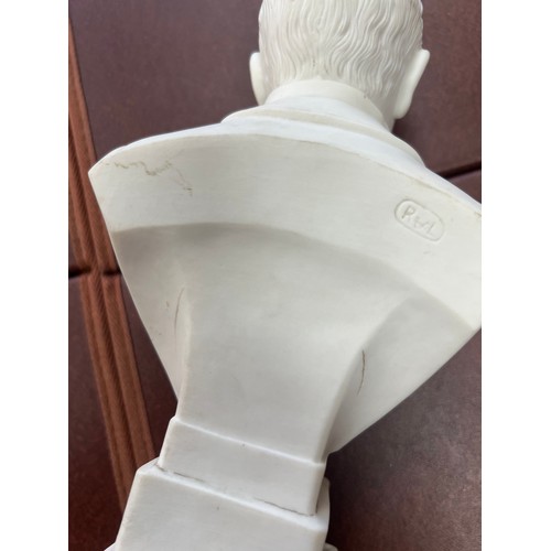 258 - A Robinson and Leadbetter Parian bust of Cecil Rhodes. Stamped to reverse for R&L. Height 29cm.