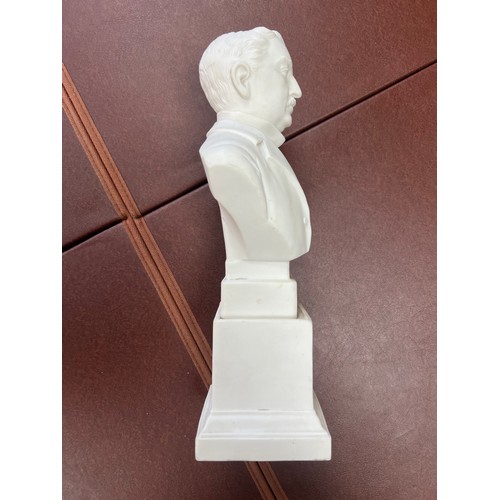 258 - A Robinson and Leadbetter Parian bust of Cecil Rhodes. Stamped to reverse for R&L. Height 29cm.