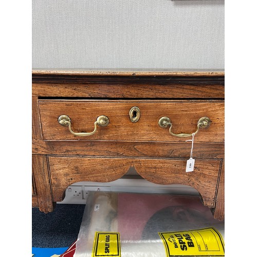 443 - Late 18th / Early 19th Century oak five drawer dresser base. Brass fittings, rectangular top split o... 