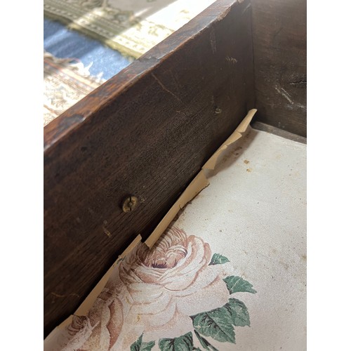 443 - Late 18th / Early 19th Century oak five drawer dresser base. Brass fittings, rectangular top split o... 