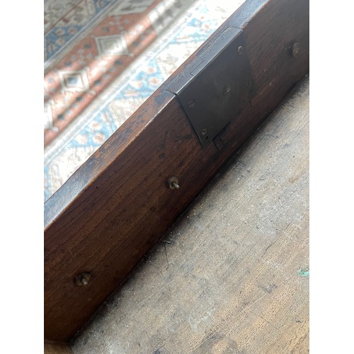 443 - Late 18th / Early 19th Century oak five drawer dresser base. Brass fittings, rectangular top split o... 