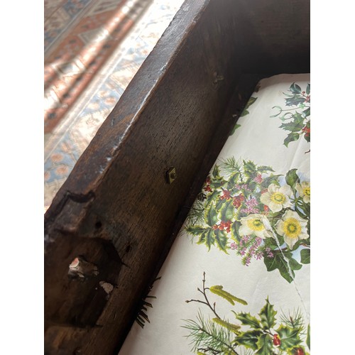 443 - Late 18th / Early 19th Century oak five drawer dresser base. Brass fittings, rectangular top split o... 