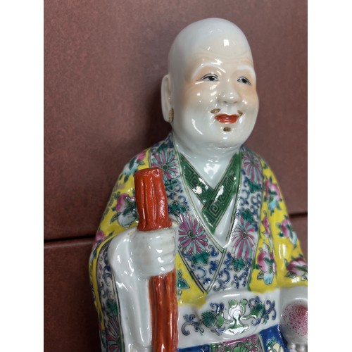 289 - 20th Century Chinese Republic period large porcelain figurine of an Elder / Immortal with bald head ... 