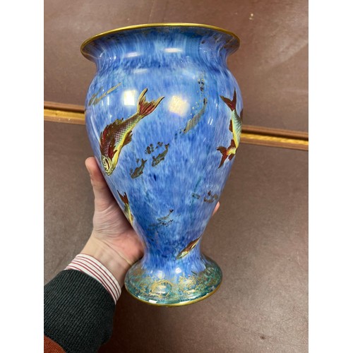 357 - Daisy Makeig-Jones (British, 1881-1945) for Wedgwood hand painted lustre-ware vase with swimming fis... 