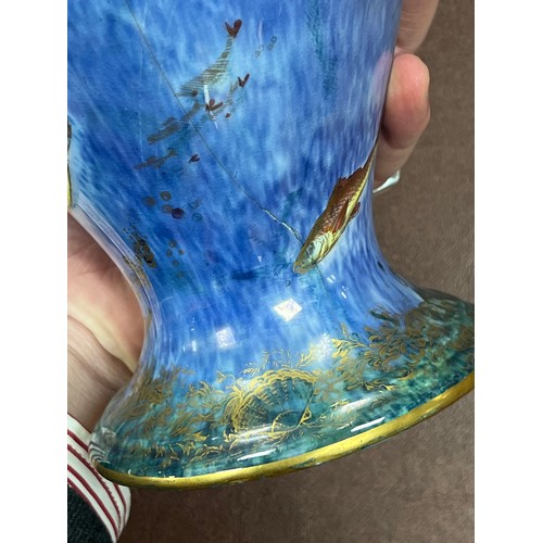 357 - Daisy Makeig-Jones (British, 1881-1945) for Wedgwood hand painted lustre-ware vase with swimming fis... 