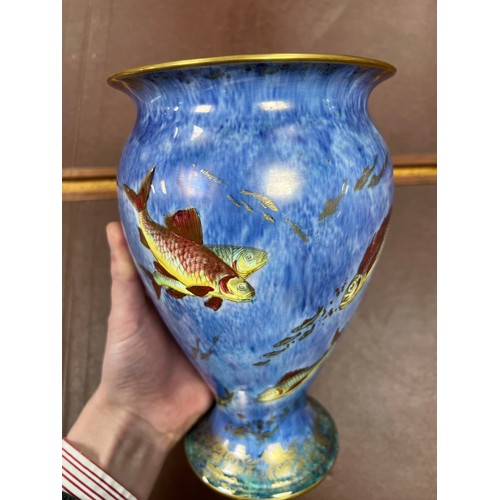 357 - Daisy Makeig-Jones (British, 1881-1945) for Wedgwood hand painted lustre-ware vase with swimming fis... 