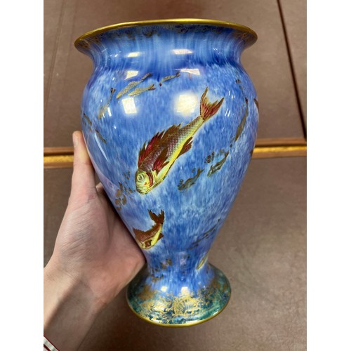 357 - Daisy Makeig-Jones (British, 1881-1945) for Wedgwood hand painted lustre-ware vase with swimming fis... 