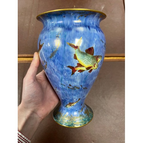 357 - Daisy Makeig-Jones (British, 1881-1945) for Wedgwood hand painted lustre-ware vase with swimming fis... 