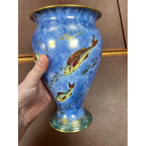 357 - Daisy Makeig-Jones (British, 1881-1945) for Wedgwood hand painted lustre-ware vase with swimming fis... 