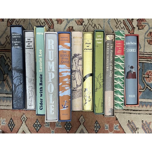 306 - Folio Society, range of cased Fiction titles to include; Roderick Random, Stories by John Buchan, Th... 