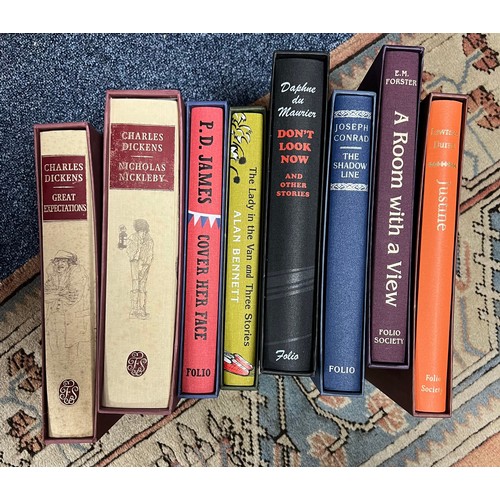 306 - Folio Society, range of cased Fiction titles to include; Roderick Random, Stories by John Buchan, Th... 