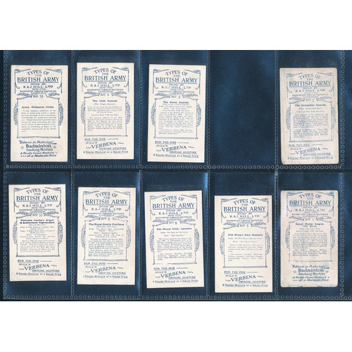 211 - Hill 1914 Types of the British Army (Verbena), part set of 14 cards in good condition apart from 2 w... 