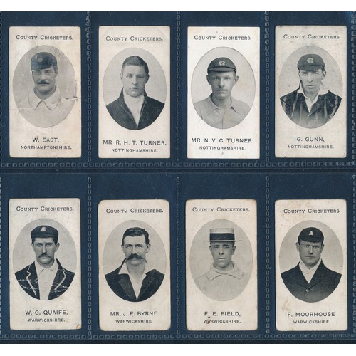 224 - Taddy, 1907 County Cricketers, 47 tobacco cricket cards, catalogue value £40 each, varying condition... 