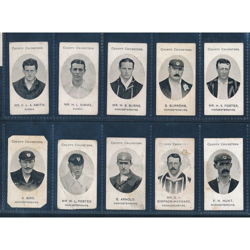 224 - Taddy, 1907 County Cricketers, 47 tobacco cricket cards, catalogue value £40 each, varying condition... 