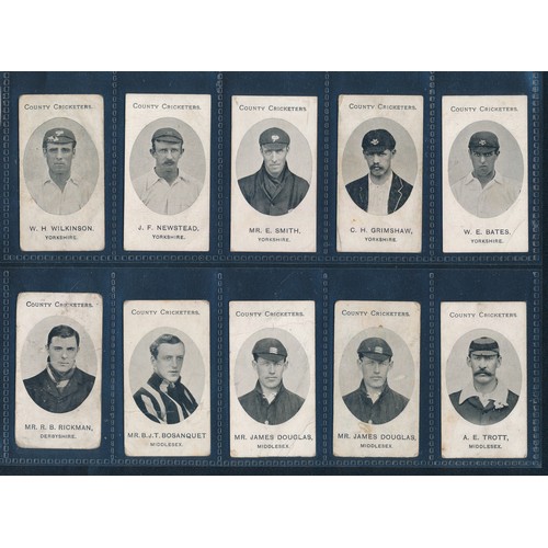 224 - Taddy, 1907 County Cricketers, 47 tobacco cricket cards, catalogue value £40 each, varying condition... 