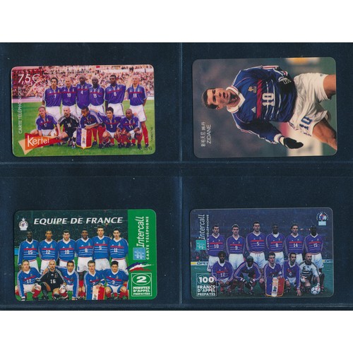 343 - Zidane rookie card, the Cannes phonecard from July 1991, with other Zinedine cards from France, two ... 