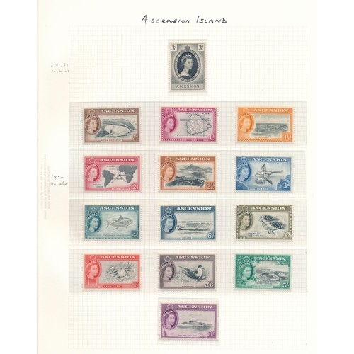 35 - Ascension 1924 to early QEII collection on leaves, 1924-33 set excl. 6d (3/- gum faults) mint, 1934 ... 