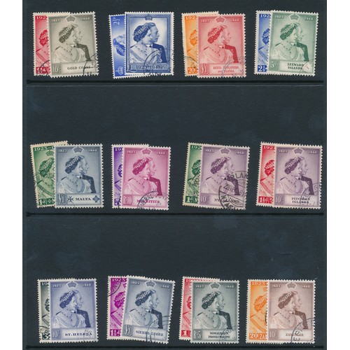 33 - 1948 Royal Silver Wedding issues, used on Hagner sheets, 24 different territories including Falkland... 